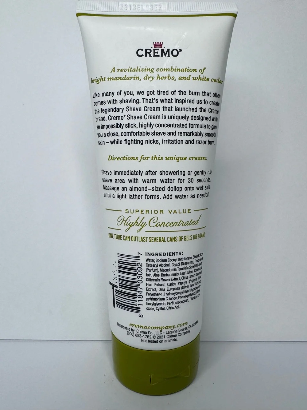 Cremo Shave Cream Tube Original Formula - 6 fl oz - NWT.